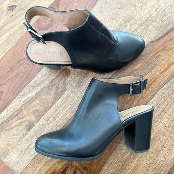 Vionic Lacey black leather open heel ankle boots - Picture 1 of 10